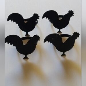 Black Metal Chicken Napkin Rings -Set of 4
